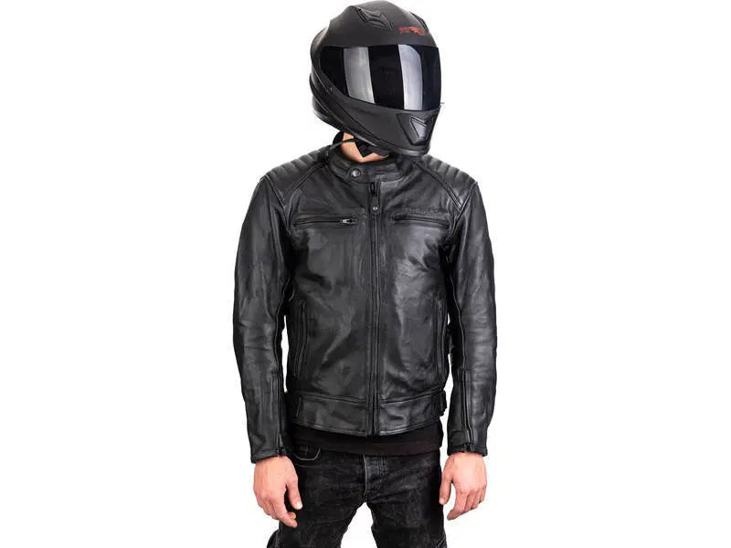 Load image into Gallery viewer, מעיל עור ממוגן לאופנוע/קטנוע שחור + כפפות חורף מתנה CAT2MOTO VEGA