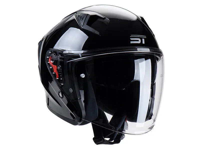 Load image into Gallery viewer, קסדה 3/4 אס טי שחור מבריק כולל דיבורית מתנה ST Z-301