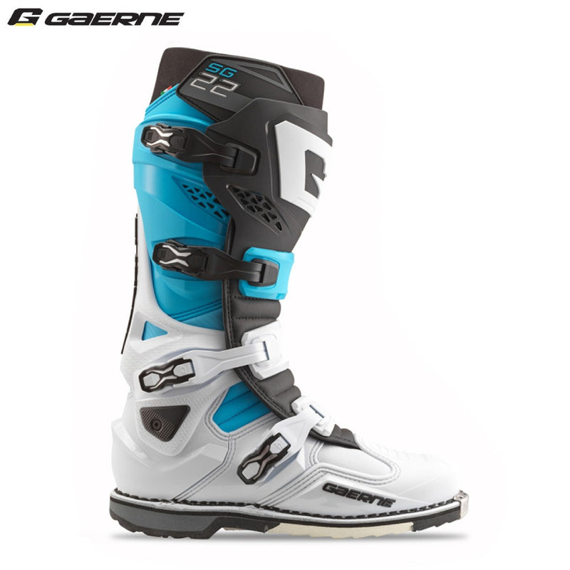 Load image into Gallery viewer, מגף רכיבה לאופנוע גארנה אס גי 22 שחור/כחול/לבן Gaerne SG22 Limited Edition