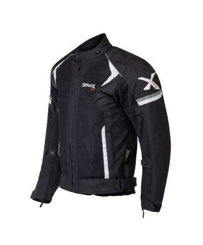 Load image into Gallery viewer, מעיל לאופנוע רב עונתי נשים ספרקס שחור/לבן SPARX Force Ladies