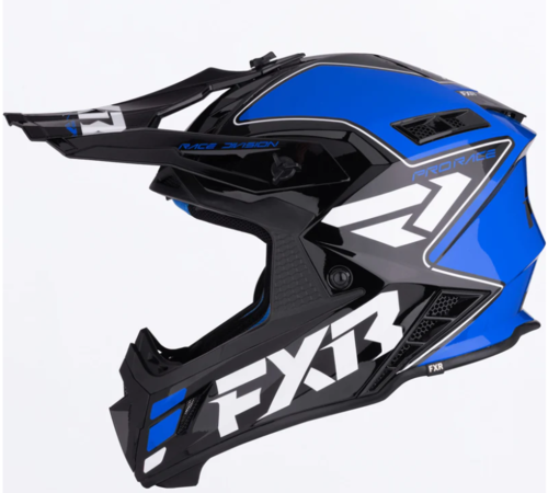 Load image into Gallery viewer, קסדה לאופנוע שטח/טרקטורון אפ איקס אר שחור/כחול FXR Helium Race 2026 22.06