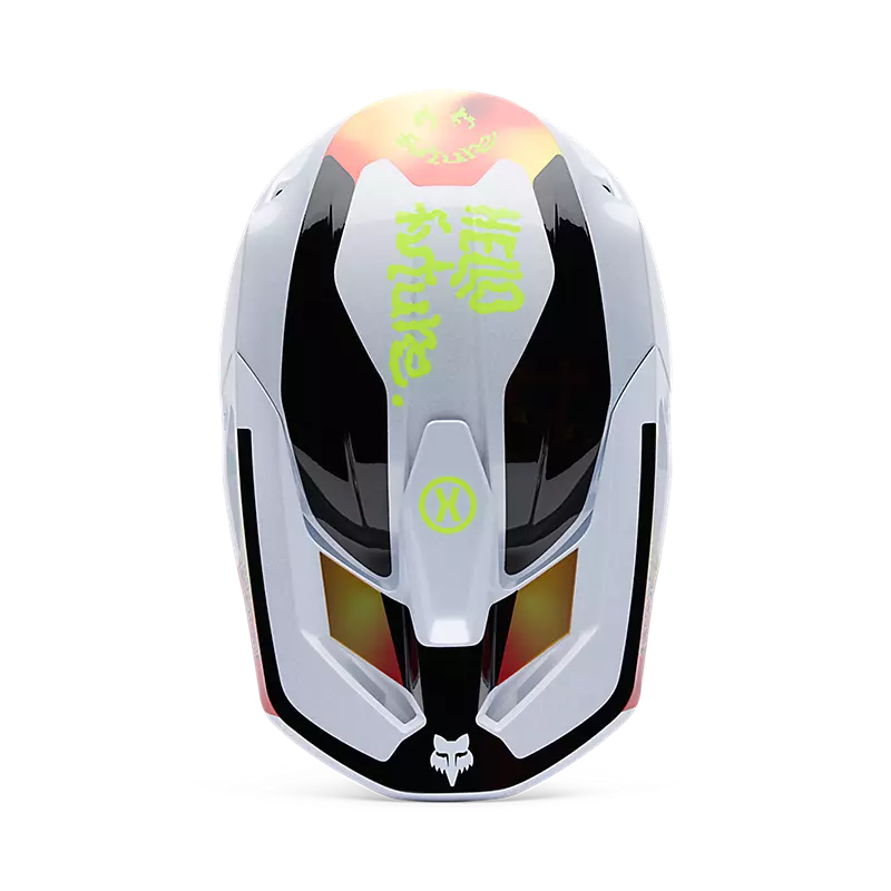 Load image into Gallery viewer, קסדת שטח לאופנוע/טרקטורון פוקס וי 1 לבן FOX V1 Hello Future V25