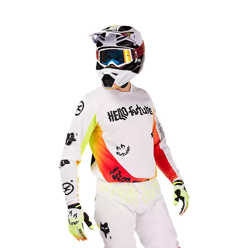 Load image into Gallery viewer, חליפת רכיבה לאופנוע שטח/טרקטורון פוקס 180 לבן FOX 180 Hello Future V25