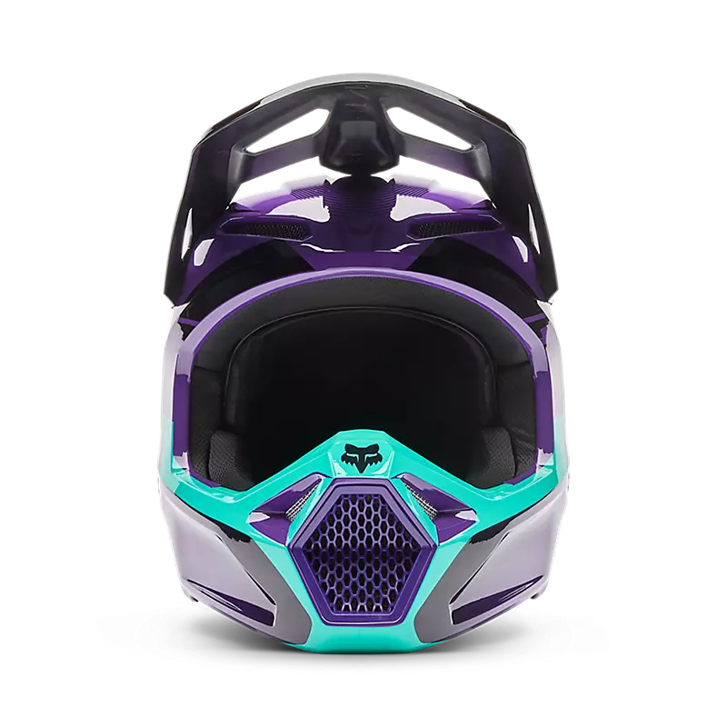 Load image into Gallery viewer, קסדת שטח לאופנוע/טרקטורון פוקס וי 1 סגול/תכלת FOX V1 Collect V26