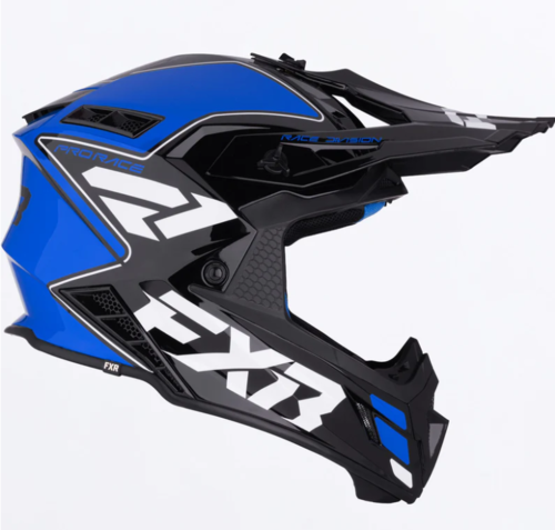 Load image into Gallery viewer, קסדה לאופנוע שטח/טרקטורון אפ איקס אר שחור/כחול FXR Helium Race 2026 22.06