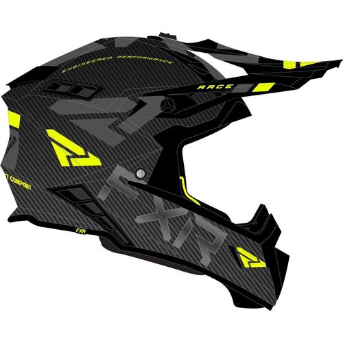 Load image into Gallery viewer, קסדה לאופנוע שטח/טרקטורון אפ איקס אר קרבון שחור/צהוב FXR Helium Carbon 22.06