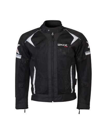 Load image into Gallery viewer, מעיל לאופנוע רב עונתי נשים ספרקס שחור/לבן SPARX Force Ladies