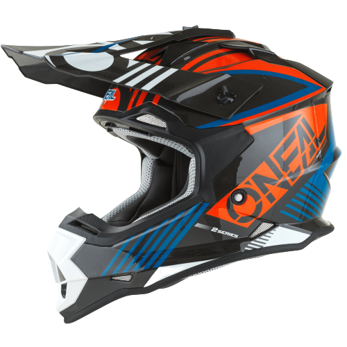 Load image into Gallery viewer, קסדה לאופנוע שטח/טרקטורון אוניל כתום/כחול ONEAL 2SRS RUSH V22