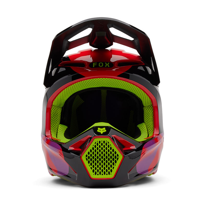 Load image into Gallery viewer, קסדת שטח לאופנוע/טרקטורון פוקס וי 1 אדום/צהוב FOX V1 Emotion V25