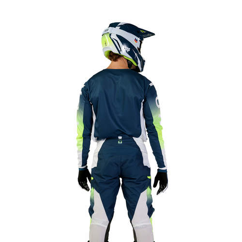 Load image into Gallery viewer, חליפת רכיבה לאופנוע שטח/טרקטורון פוקס 180 כחול/צהוב FOX FLORA V24