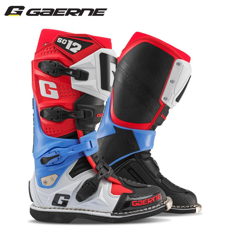 Load image into Gallery viewer, מגף רכיבה לאופנוע שטח/טרקטורון גארנה אס גי 12 אדום שחור כחול GAERNE SG12 REALM V25