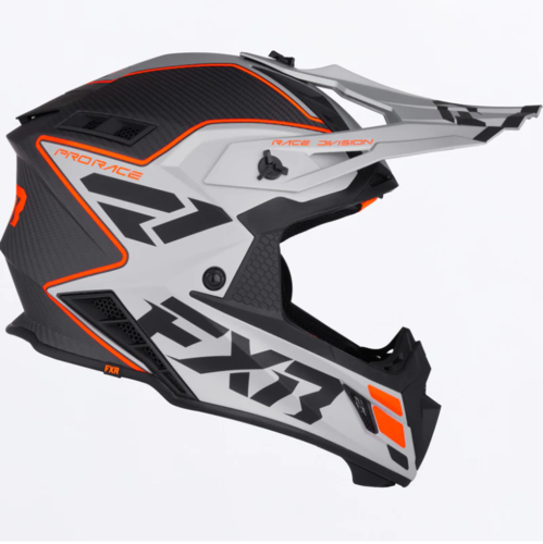 Load image into Gallery viewer, קסדה לאופנוע שטח/טרקטורון אפ איקס אר שחור/כתום/כסוף קרבון FXR Helium Carbon 2026 22.06