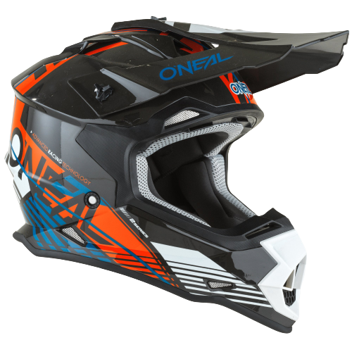 Load image into Gallery viewer, קסדה לאופנוע שטח/טרקטורון אוניל כתום/כחול ONEAL 2SRS RUSH V22