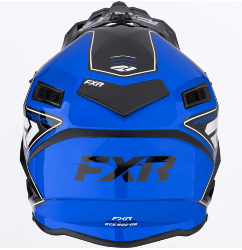 Load image into Gallery viewer, קסדה לאופנוע שטח/טרקטורון אפ איקס אר שחור/כחול FXR Helium Race 2026 22.06