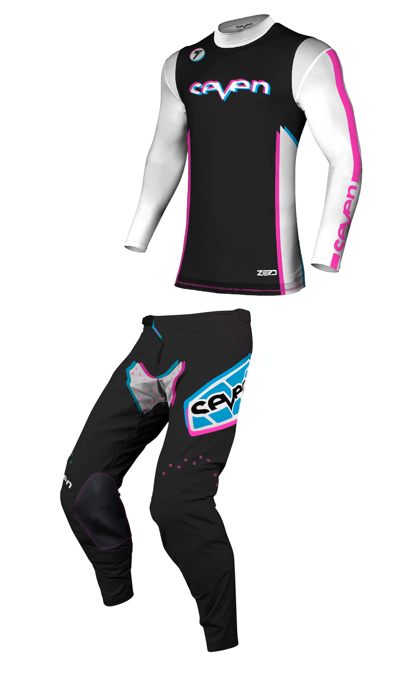 Load image into Gallery viewer, חליפת רכיבה לאופנוע שטח/טרקטורון סבן זירו שחור/לבן SEVEN ZERO Alter Black/White V25