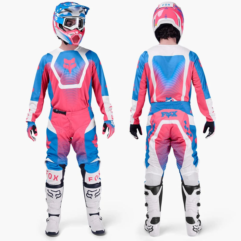 Load image into Gallery viewer, חליפת רכיבה לאופנוע שטח/טרקטורון פוקס 180 כחול/ורוד FOX 180 COLLECT V26