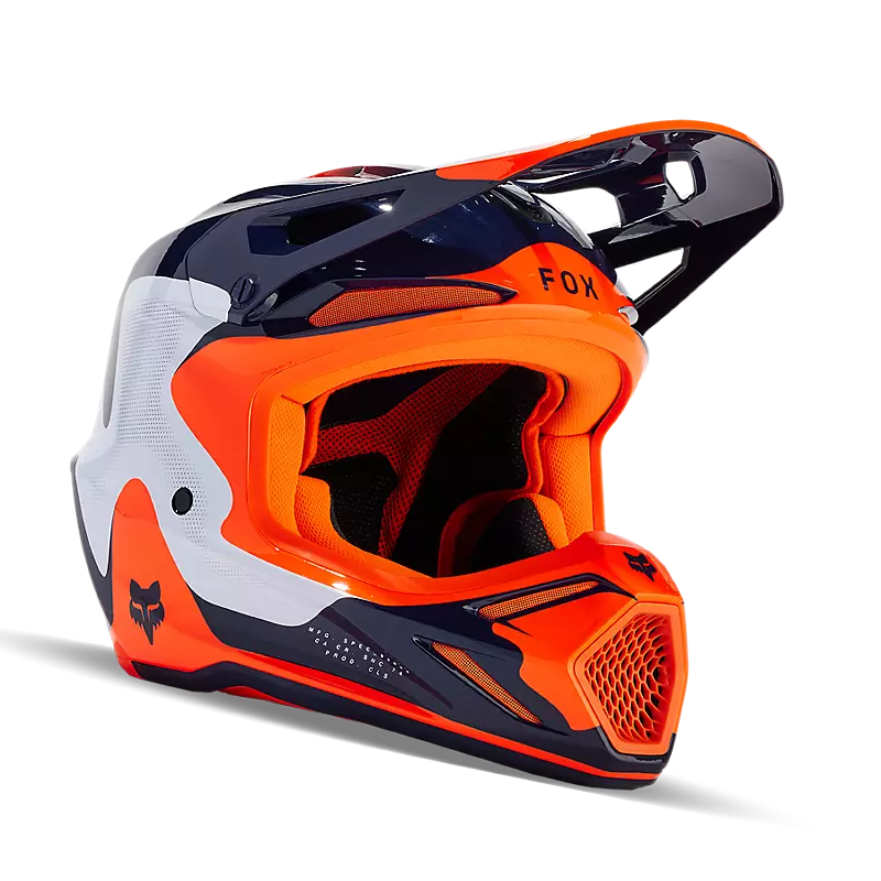 Load image into Gallery viewer, קסדה לאופנוע שטח/טרקטורון פוקס וי 3 כחול/כתום FOX V3 Revise V24