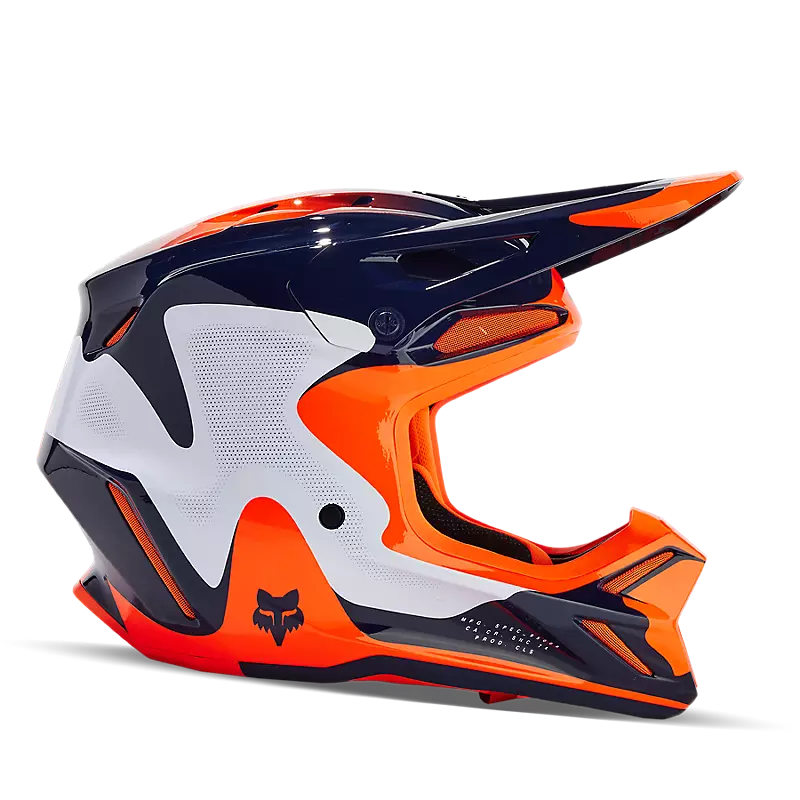 Load image into Gallery viewer, קסדה לאופנוע שטח/טרקטורון פוקס וי 3 כחול/כתום FOX V3 Revise V24