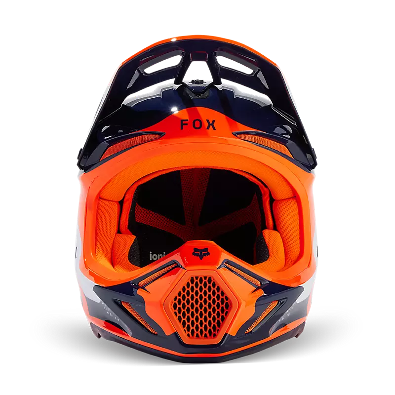 Load image into Gallery viewer, קסדה לאופנוע שטח/טרקטורון פוקס וי 3 כחול/כתום FOX V3 Revise V24