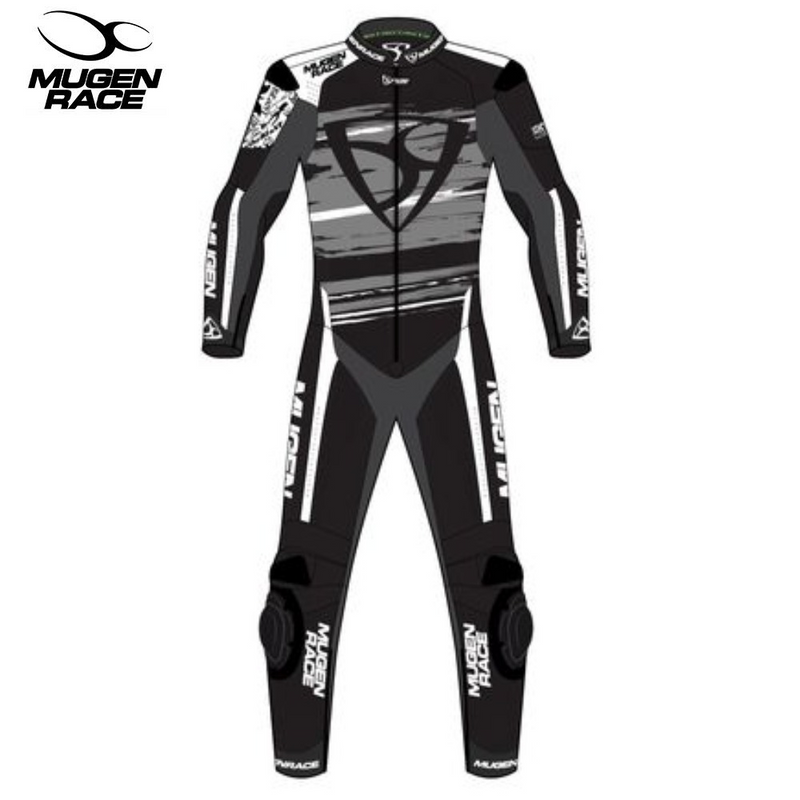 Load image into Gallery viewer, חליפת עור לרכיבת כביש עור חלק אחד שחור/לבן/אפור 2004 Mugen Race
