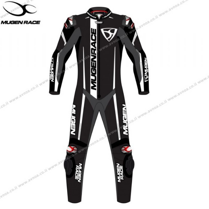 Load image into Gallery viewer, חליפת עור לרכיבת כביש חלק אחד שחור/לבן/אפור Mugen Race 1901