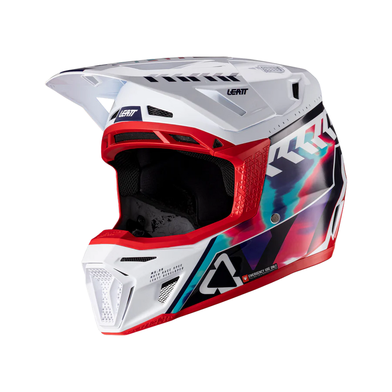 Load image into Gallery viewer, קסדה לאופנוע שטח/טרקטורון כולל משקף ליט אדום/לבן LEATT 8.5 ROYAL V26