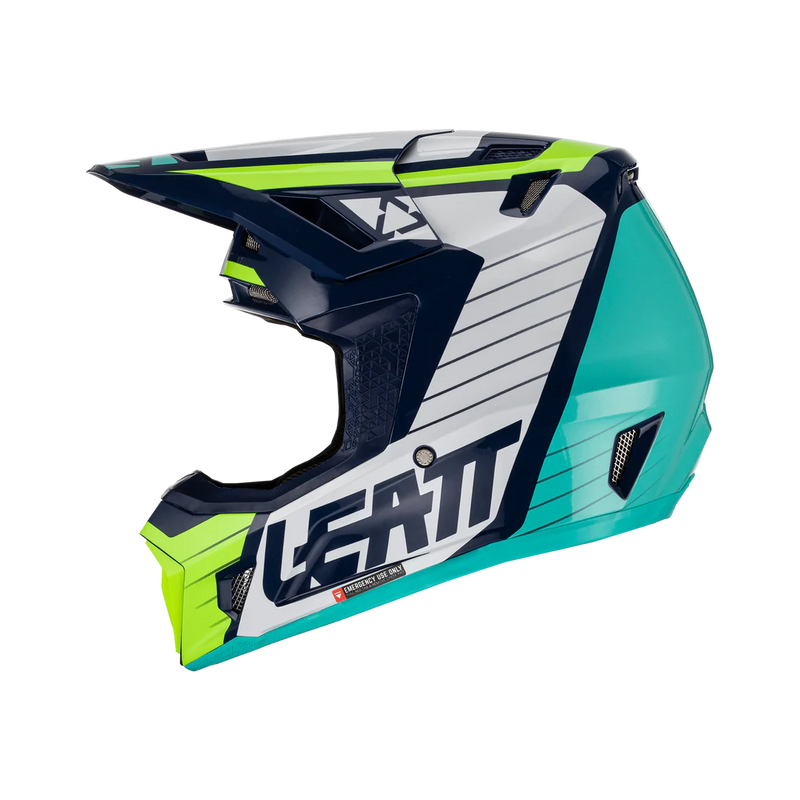 Load image into Gallery viewer, קסדה לאופנוע שטח/טרקטורון כולל משקף ליט ירוק/לבן LEATT 7.5 BLUE V23