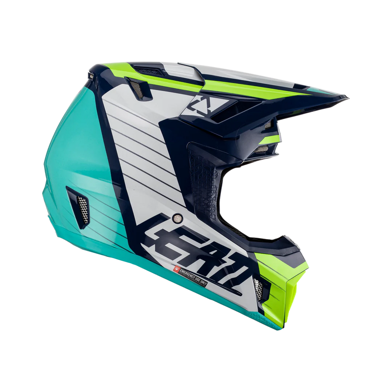 Load image into Gallery viewer, קסדה לאופנוע שטח/טרקטורון כולל משקף ליט ירוק/לבן LEATT 7.5 BLUE V23