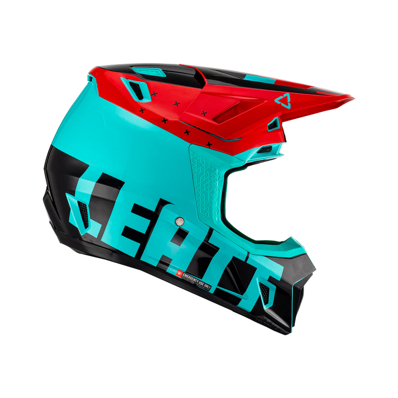 Load image into Gallery viewer, קסדה לאופנוע שטח/טרקטורון כולל משקף ליט טורקיז/אדום LEATT 7.5 FUEL V23