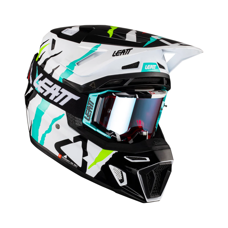 Load image into Gallery viewer, קסדה לאופנוע שטח /טרקטורון כולל משקף ליט לבן LEATT 8.5 TIGER V23