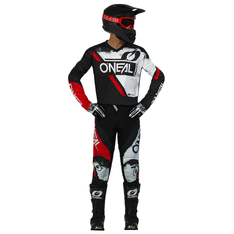 Load image into Gallery viewer, חליפת רכיבה לאופנוע שטח/טרקטורון אוניל שחור/אדום/לבן ONEAL Element Shocker