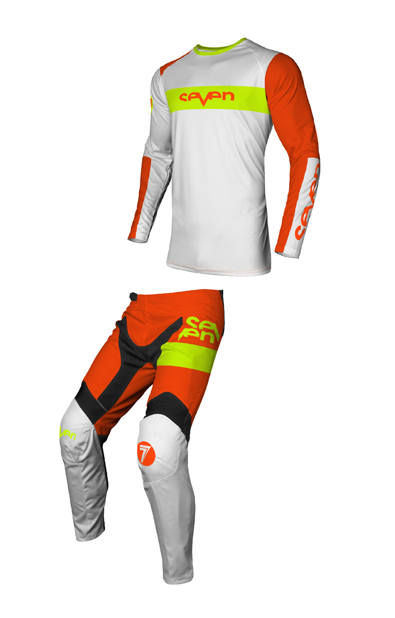 Load image into Gallery viewer, חליפת רכיבה לילדים לאופנוע שטח/טקרטורן סבן ווקס לבן/כתום Seven Vox Fracture White/Orange V25