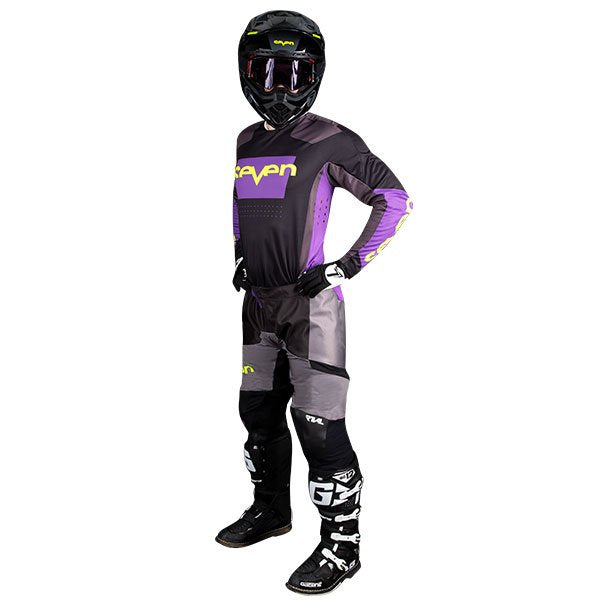 Load image into Gallery viewer, חליפת רכיבה לילדים סבן ריבל סגול/שחור SEVEN RIVAL Division 22.3