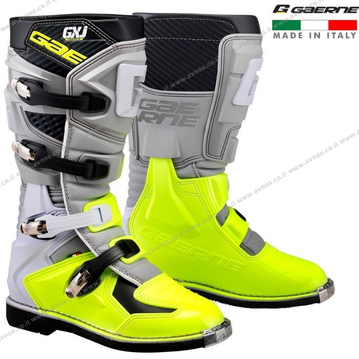 Load image into Gallery viewer, מגף רכיבה לאופנוע שטח לילדים גארנה עם ציר אפור/צהוב GAERNE GXJ