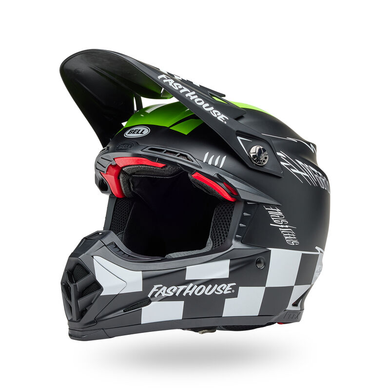 Load image into Gallery viewer, קסדה לאופנוע שטח/טרקטורון בל מוטו 9 פלקס פסטהאוס שחור/לבן/ירוק BELL Moto 9S Flex FASTHOUSE V25