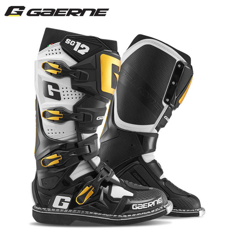 Load image into Gallery viewer, מגף רכיבה לאופנוע שטח/טרקטורון גארנה אס גי 12 שחור לבן זהב GAERNE SG12 LUXE V25