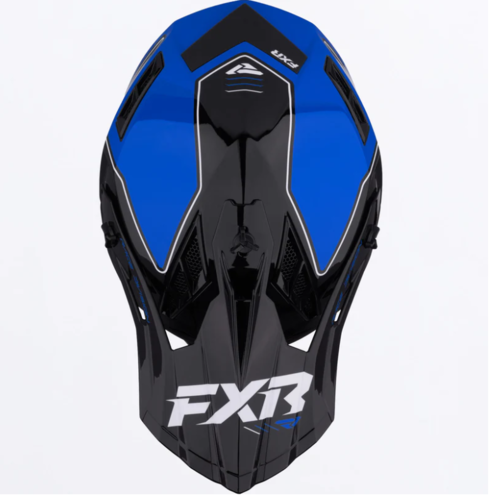 Load image into Gallery viewer, קסדה לאופנוע שטח/טרקטורון אפ איקס אר שחור/כחול FXR Helium Race 2026 22.06