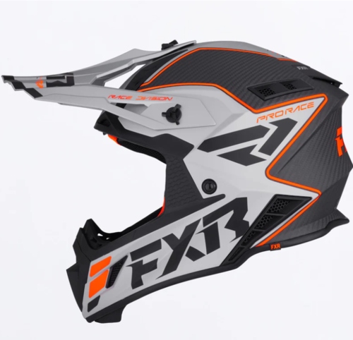 Load image into Gallery viewer, קסדה לאופנוע שטח/טרקטורון אפ איקס אר שחור/כתום/כסוף קרבון FXR Helium Carbon 2026 22.06