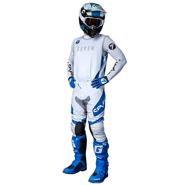 Load image into Gallery viewer, חליפת רכיבה לאופנוע שטח/טרקטורון סבן זירו כחול/לבן Seven Zero Institution V24 White