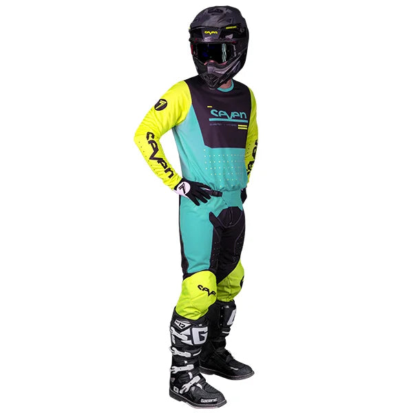 Load image into Gallery viewer, חליפת רכיבה לאופנוע שטח/טרקטורון סבן ווקס צהוב/כחול Seven Vox Aperture V24