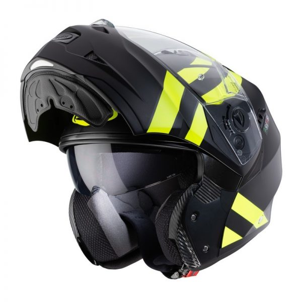 Load image into Gallery viewer, קסדה נפתחת שחורה/צהובה-Caberg Duke II Matt Black/Yellow Fluo