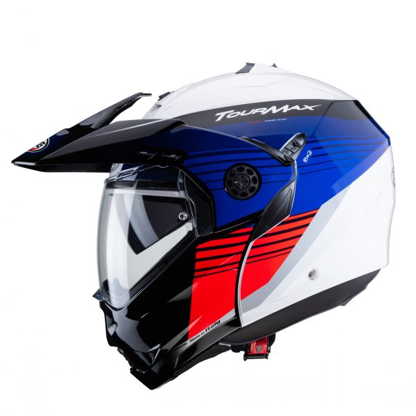 Load image into Gallery viewer, קסדה נפתחת אדוונצ'ר לבן/כחול/אדום- Caberg Tourmax Red/Blue/White