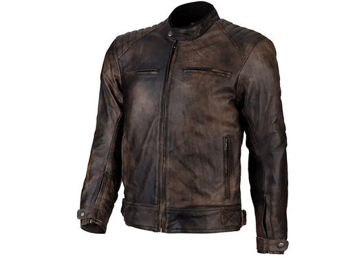 מעיל עור ממוגן לאופנוע/קטנוע חום + כפפות חורף מתנה CAT2MOTO VEGA