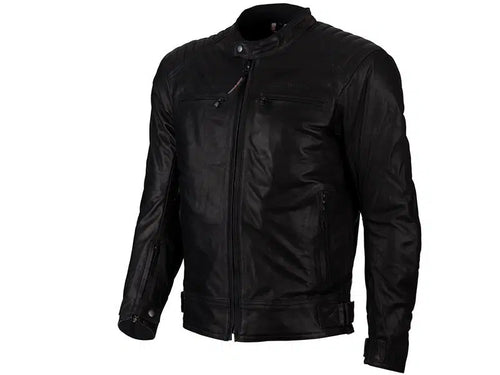 מעיל עור ממוגן לאופנוע/קטנוע שחור + כפפות חורף מתנה CAT2MOTO VEGA