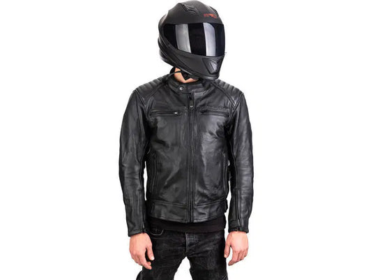 מעיל עור ממוגן לאופנוע/קטנוע שחור + כפפות חורף מתנה CAT2MOTO VEGA