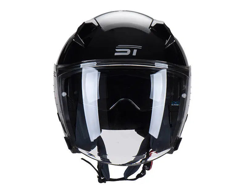 Load image into Gallery viewer, קסדה 3/4 אס טי שחור מבריק כולל דיבורית מתנה ST Z-301
