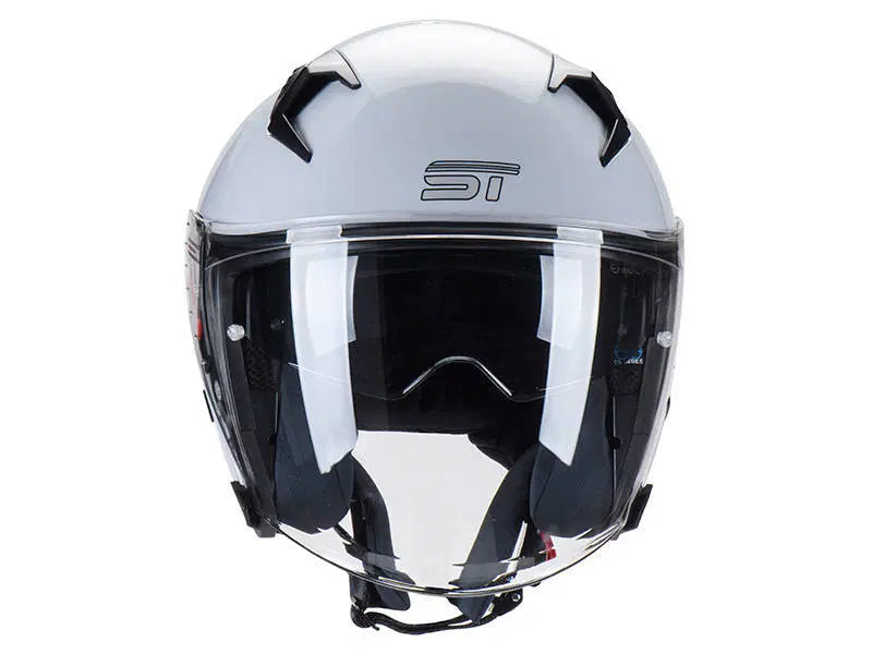 Load image into Gallery viewer, קסדה 3/4 אס טי אפור מבריק כולל דיבורית מתנה ST Z-301
