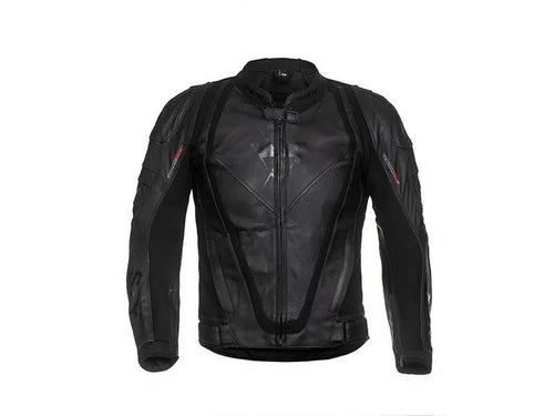 מעיל עור ספורטובי ממוגן לאופנוע + כפפות חורף מתנה SIX BLACK RIDE