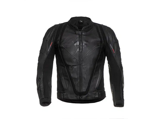 מעיל עור ספורטובי ממוגן לאופנוע + כפפות חורף מתנה SIX BLACK RIDE