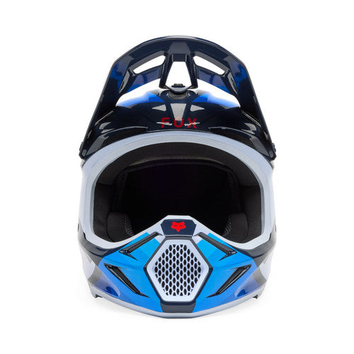 קסדה לאופנוע שטח/טרקטורון פוקס וי 3 כחול/לבן FOX V3 Fade V25